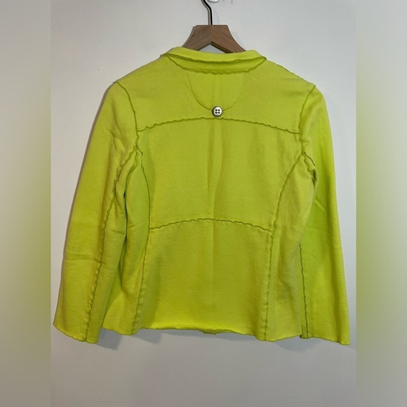 Neon Buddha Yellow Green Mix Buttons Cotton Sweater Jacket Size Medium - Picture 5 of 8